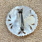 Vintage Mother of Pearl Floral Carved Brooch Pin White Photo 5