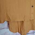 Sundance  MUSTARD RUFFLE ACCENT BUTTON FRONT LONG LINE HI LOW TUNIC BLOUSE S NWT Photo 6