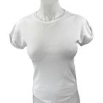 ZARA NEW Women's White Rib Knit Short Sleeve Crew Neck Bodysuit T-shirt Top Sz M Photo 0