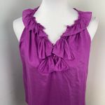 J.Crew Purple Silk Lydia Ruffle Neck Sleeveless Blouse Small Photo 1