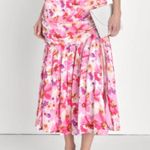 Lulus NWT Flourishing Favorite Floral Ruched Maxi Skirt Large IVORY/ PINK PURPLE Photo 4