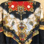 90S VINTAGE Baroque Silk Pattern pentathlon Windbreaker Jacket Large Black Photo 4