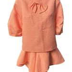 IMICKOO Women Orange Paisley Bow Neck 3/4 Sleeve Top Skirt Set Size 8 Photo 0