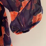Needle & Thread Sheer Floral Orange & Blue Blouse Photo 4