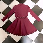 John + Jenn Maroon Burgundy Long Sleeve Fit & Flare Mini Dress Laser Cut Outs L Photo 4