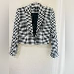 ZARA  BLACK SINGLE BREASTED LAPEL COLLAR GINGHAM CROPPED BLAZER SIZE Med Photo 1
