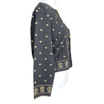 Unique Vintage 90s Vintage Asian Korean Cardigan XS Black Gold Heart Button Maximalist Eclectic Photo 2