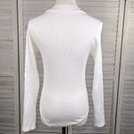 Aura  Long Sleeve Mock Neck Bodysuit Stretchy Ribbed White-M/L Photo 1