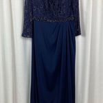 Mac Duggal Midnight Blue Fabulous Lace Illusion Bodice Beaded Belt Gown Sz.22W Photo 3