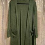 LuLaRoe  Sarah Long Marled Olive Green Open Cardigan Sweater, Large Photo 0