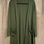 LuLaRoe Sarah Long Marled Olive Green Open Cardigan Sweater, Large Photo 0