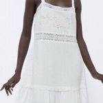 ZARA Women Sz S Embroidered Dress 0881/130 White Photo 0