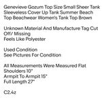 Genevieve Gozum Top Size Small Sheer Tank Sleeveless Cover Up Tank Summer Beach Top Photo 1