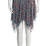 Diane Von Furstenberg  Blue Silk Asymmetrical Skirt Size 4 Handkerchief Hem Photo 0