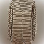Umgee  brown and cream striped fuzzy tunic style dress poof sleeve with band cuff Photo 2
