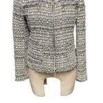 ZARA Short Zipped Tweed Jacket Blazer Cream Black Size Small Photo 4