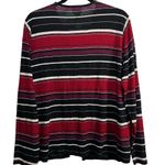 Koret Womens XL Red Black White Striped Long Sleeve 2 In 1 Sweater Tank Cardigan Photo 3