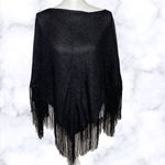 Steve Madden Black Lurex Fringe Poncho Shawl Cover Photo 2