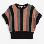 A Knitch Above Stripe Knit Sweater VTG Short Dolman Sleeve Black Coral Grey Sz L Size L Photo 0
