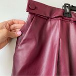 Eloquii  Pleat Detail Faux Leather Ankle Pants‎ Ox Blood Red 28 Photo 5