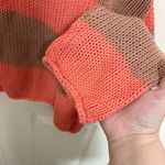 Aerie Coral Pink and Tan Striped Knit Oversized Sweater Photo 2