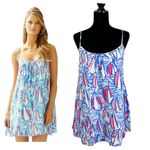 Lilly Pulitzer Daphne Red Right Return Sailboat Nautical Swing Dress Size Small Photo 1