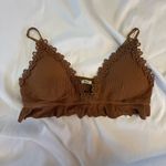 Listicle 287  Brown Butterscotch Stretch Floral Lace Ribbed Bralette Small Photo 2