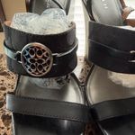 Coach  Black Leather Logo Sandals with Silver Accents Photo 1