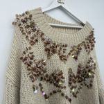 ZARA  Cream Brown Oversized Sequin Sweater Mohair Wool Size Medium Photo 1