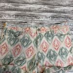 DKNY Jeans Women's Boyfriend Denim Shorts Aztec Cream Pink Green 14 Stretch Cuff Photo 9