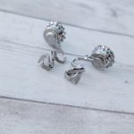 Vintage Clip On Earrings Just Under 1/2" Clear Gem Stylish Regal Silver Photo 3