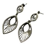 Red stone silver drop dangle style earrings post back (no backs) artsy formal Photo 3