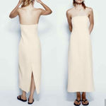 ZARA  Textured Strapless Tube Midi Dress Ivory Cream size S Photo 1