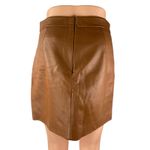 Michelle Mason Faux Vegan Leather Brown Zip Back Mini Pencil Wrap Skirt Size 4 Photo 1