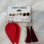 Fashion Earrings Set with Red, Gold, and Black Accents Gold Photo 0