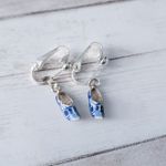 Vintage Clip On Earrings Blue Clog Shoe Dangle Photo 2