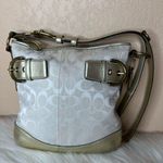 Coach Signature Hobo Shoulder Bag Cream/Off-White w/Gold Leather Trim/Accents Photo 11