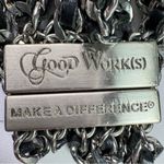 Good Work(s) Make a Difference Black Leather Metal Chain Inspirational Bracelet Photo 1