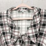 Y2K Plaid Smocked Crop Top M/L Puff Sleeve Ruffle Cottagecore NWOT Black Size L Photo 3