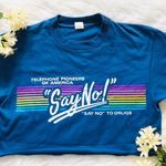 Rainbow say no to drugs graphic Tshirt Blue Size M Photo 0