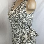 Garnet Hill  100% Silk Circular Print Gray & White Sleeveless Wrap Dress 2 Photo 3