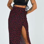 Princess Polly  Women's‎ Black Red Floral Midi Skirt Boho Y2K Vintage Size 4 Photo 0