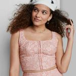 Wild Fable Pink Floral Lace Corset Cropped Tank Size Medium Photo 0
