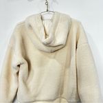 Elodie  Sherpa Hooded Pullover Jacket Size Medium Fully Lined Cream Beige LS Photo 2