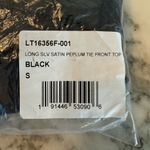 All in Favor NWT  Tie Front Satin Peplum Top in Black - S Photo 2