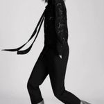 ZARA Black Tied Lace Blouse Button Down Top Shirt Photo 0