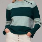 Whistles Stripe Button Neck Jumper Wool Blend Sweater Size Small Green Multi Photo 6