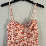 Slate + Willow  Printed Ruffle Hem Cream Orange Midi Dress Formal Wedding Guest Photo 3