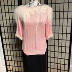Vintage Crochet Macrame Angora chunky knit Breathable Pastel sweater shirt coquette coastal cottage Western Pink Size M Photo 5