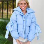 TCEC FancyD Boutique Satin Bow Puffer Jacket in Baby Blue Photo 0